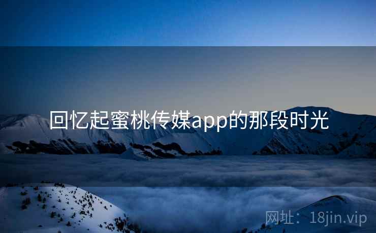 回忆起蜜桃传媒app的那段时光